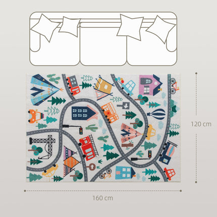 Kinderteppich mit Straßenmuster, weicher Fleece, rutschfest, 160x120 cm