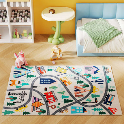 Kinderteppich mit Straßenmuster, weicher Fleece, rutschfest, 160x120 cm