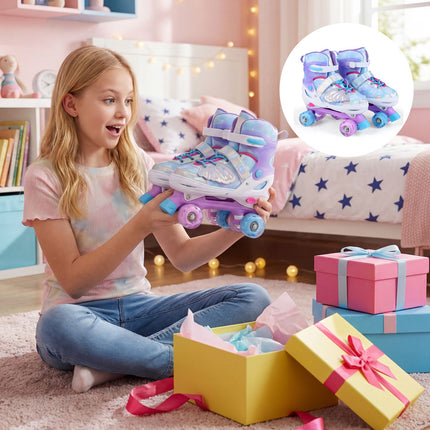 Kinder Rollschuhe, verstellbar, Räder mit Leuchtfunktion, 9-14 Jahre, Blau