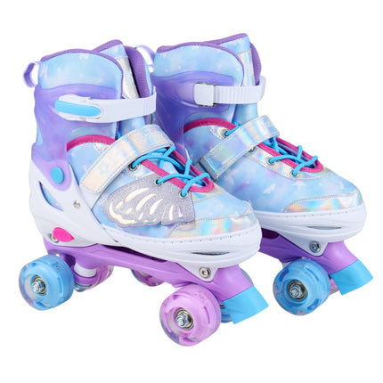 Kinder Rollschuhe, verstellbar, Räder mit Leuchtfunktion, 9-14 Jahre, Blau