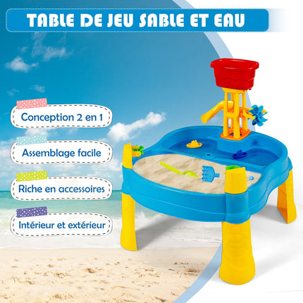 Sand- und Wassertisch für Kinder, 18-teiliges Set, mit Ablassstopfen