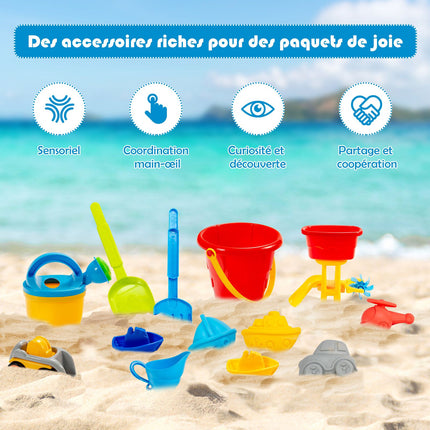 Sand- und Wassertisch für Kinder, 18-teiliges Set, mit Ablassstopfen