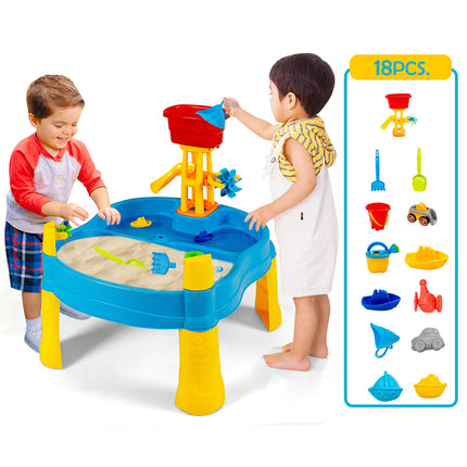 Sand- und Wassertisch für Kinder, 18-teiliges Set, mit Ablassstopfen