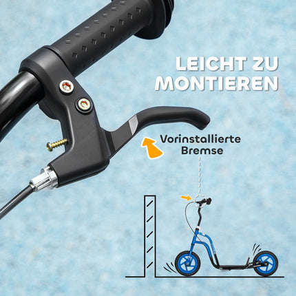 Trottinette enfant, guidon réglable, grandes roues, bleu