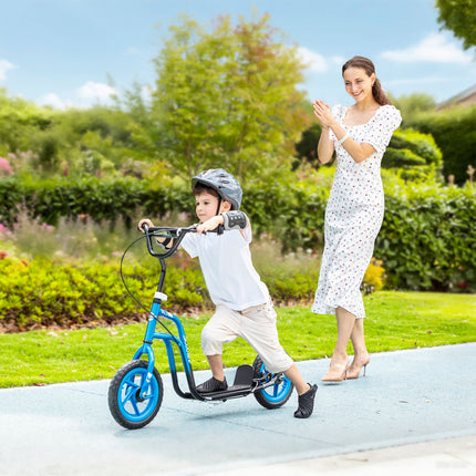 Trottinette enfant, guidon réglable, grandes roues, bleu