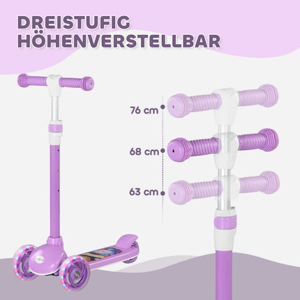 Kinderroller mit LED-Rädern, höhenverstellbar, Lila