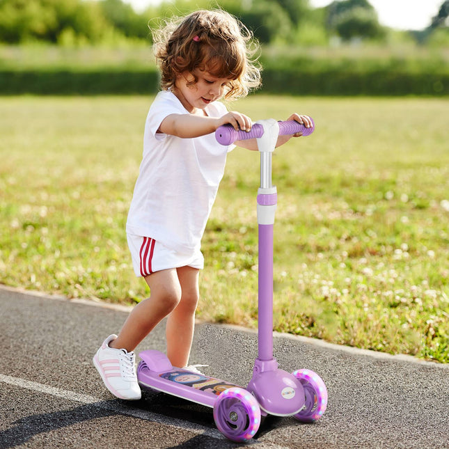 Trottinette enfant avec roues LED, hauteur réglable, violette
