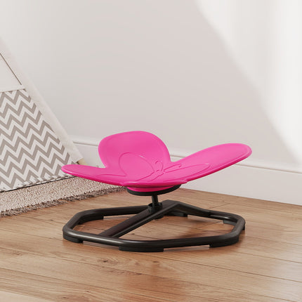 Chaise pivotante sensorielle pour enfants, forme papillon, rose