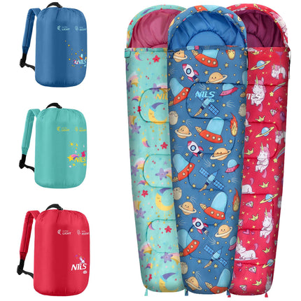 Kinderschlafsack mit Rucksack, Sterne, 12 °C Komforttemperatur