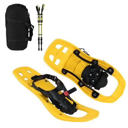 Kinder-Schneeschuh-Set mit verstellbaren Stöcken und Tasche, Gelb