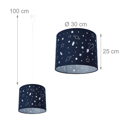 Lampe suspendue pour enfants sur le thème de l'espace - Planètes et étoiles