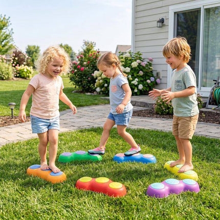 Ensemble de dalles de jardin pour enfants, multicolores, antidérapantes et empilables
