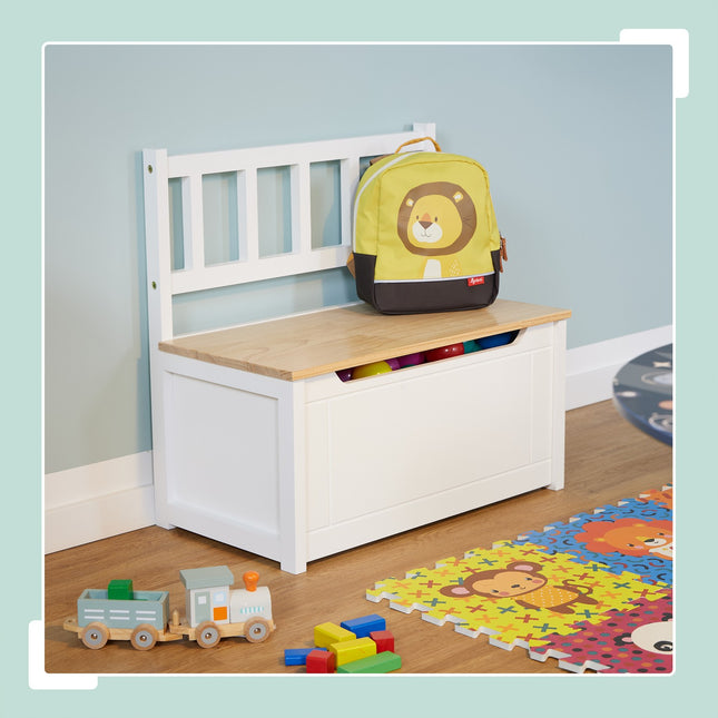 Banc de rangement pour enfants avec dossier et coffre à jouets