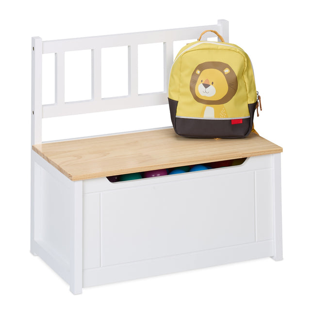 Banc de rangement pour enfants avec dossier et coffre à jouets