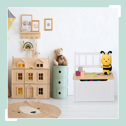 Kinder-Sitzbank mit Rückenlehne und Spielzeugkiste