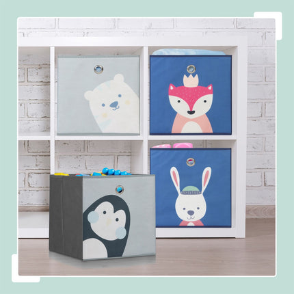 Ensemble de 4 boîtes de rangement pour enfants - Pliables, Motifs animaux