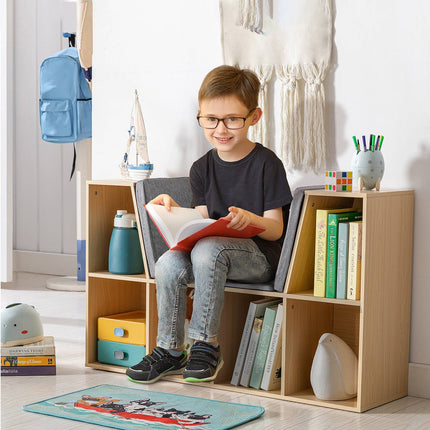 Étagère de rangement et banc pour enfants avec coussin, 103 x 30 x 62 cm
