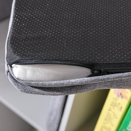 Étagère de rangement et banc pour enfants avec coussin, blanc/gris