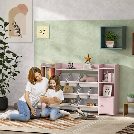 Étagère de rangement pour enfants avec 8 bacs amovibles - Rose