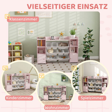 Étagère de rangement pour enfants avec 8 bacs amovibles - Rose