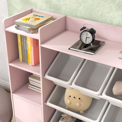 Étagère de rangement pour enfants avec 8 bacs amovibles - Rose