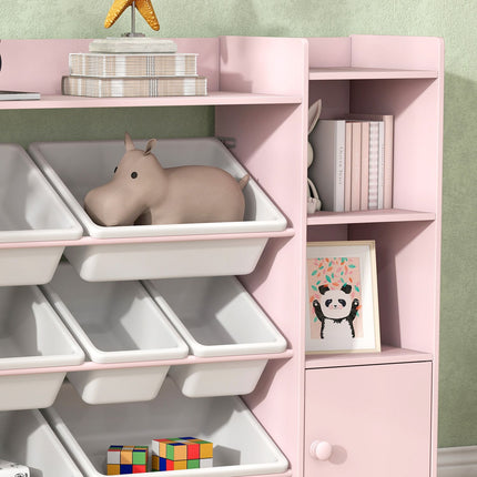 Étagère de rangement pour enfants avec 8 bacs amovibles - Rose