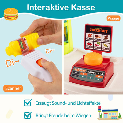 Kids Supermarket Playset with Cart, Scale & Scanner