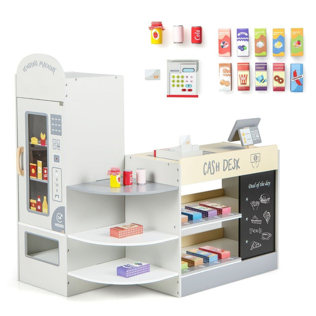 Coffret de jeu de supermarché pour enfants avec caisse enregistreuse et tableau noir