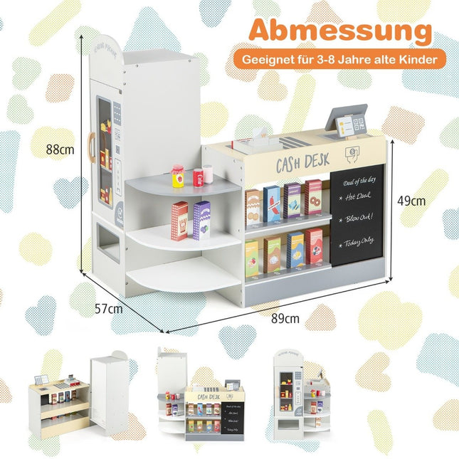 Coffret de jeu de supermarché pour enfants avec caisse enregistreuse et tableau noir