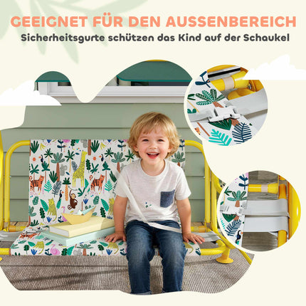 Kinderschaukel mit verstellbarem Verdeck, 2-Sitzer, Grün