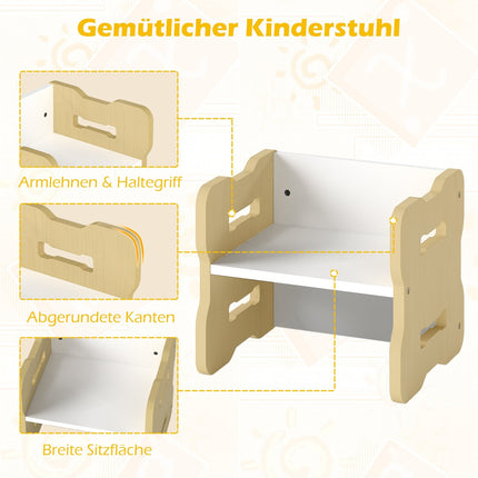 Ensemble table et chaises pour enfants avec 2 tabourets, coins arrondis