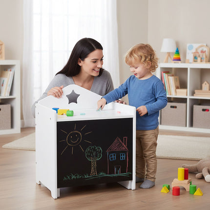 Ensemble table et chaises pour enfants avec surface tableau noir