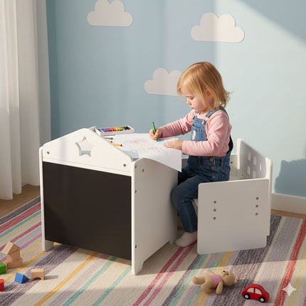 Ensemble table et chaises pour enfants avec surface tableau noir