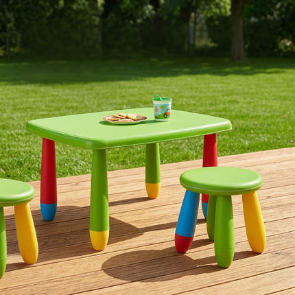 Ensemble table et tabourets pour enfants, plastique multicolore