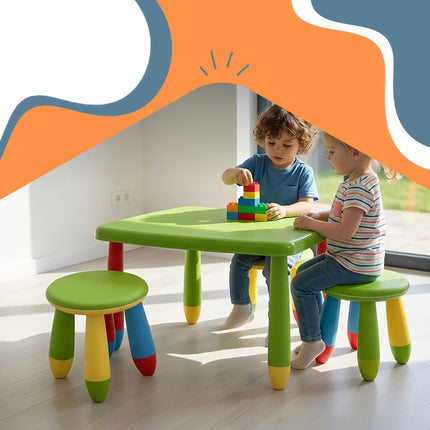 Ensemble table et tabourets pour enfants, plastique multicolore