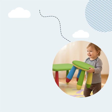 Ensemble table et tabourets pour enfants, plastique multicolore