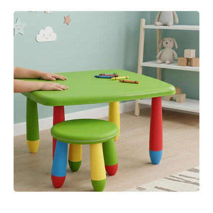 Ensemble table et tabourets pour enfants, plastique multicolore