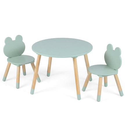 Kindertisch und 2 Stühle Set, Grün, Kiefernholz