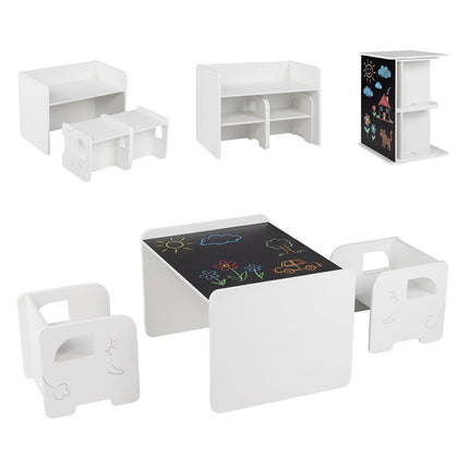 Ensemble table et chaises pour enfants, 3 pièces, tableau noir, blanc
