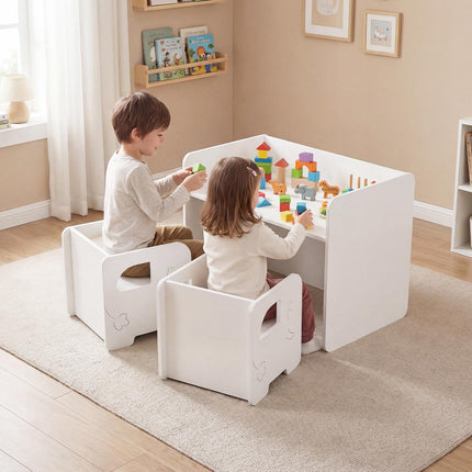 Ensemble table et chaises pour enfants, 3 pièces, tableau noir, blanc