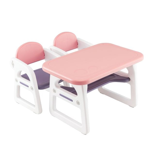 Ensemble table et chaises pour enfants, 3 pièces, étagère de rangement, PEHD
