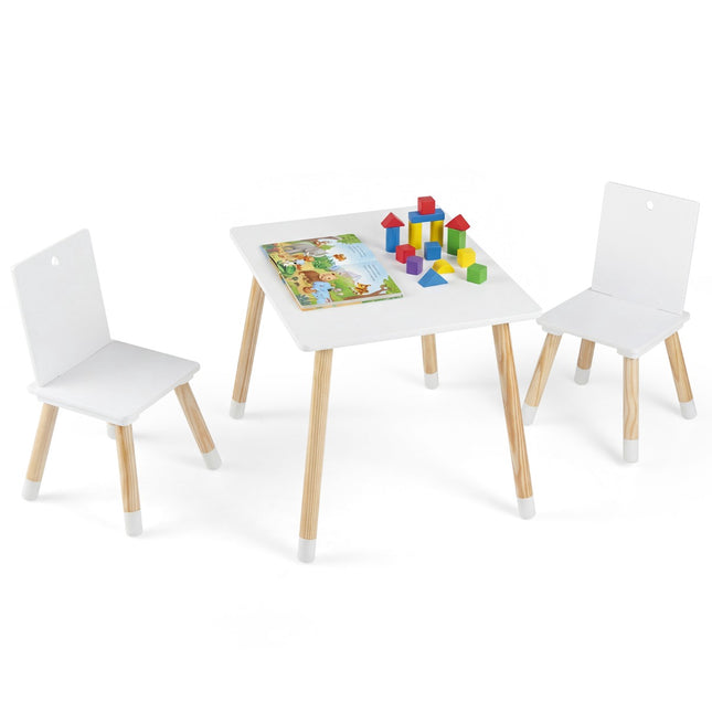 Ensemble table et chaises pour enfants, bois, blanc, 3 pièces