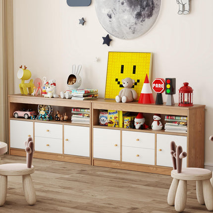 Rangement pour jouets d'enfants avec 2 tiroirs et 2 placards