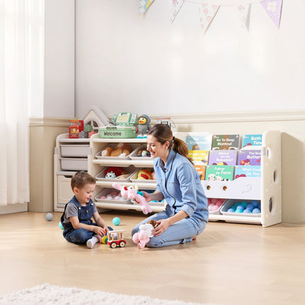 Kids Toy Storage Organizer with Bookshelf, 10 Bins