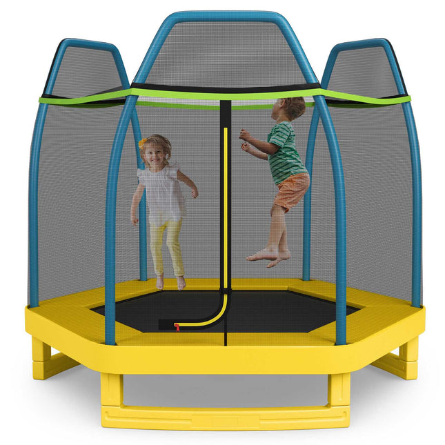 Kindertrampolin mit Sicherheitsnetz, 213 cm, Grün