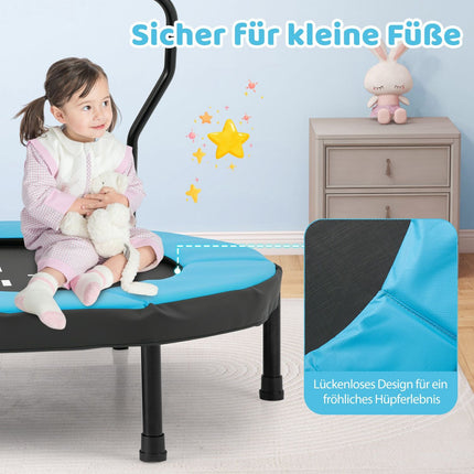 Trampoline pour enfants avec poignée, 102 cm, capacité 100 kg, bleu