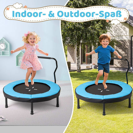 Trampoline pour enfants avec poignée, 102 cm, capacité 100 kg, bleu