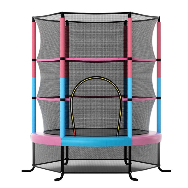 Trampoline pour enfants avec filet de sécurité, rose, capacité de charge de 135 kg