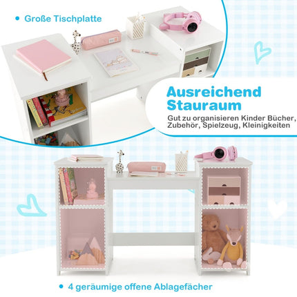 Ensemble coiffeuse et bureau pour enfants avec miroir triptyque, blanc