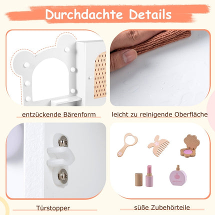 Kinderschminktisch-Set mit Lichtern, Spiegel und Aufbewahrung